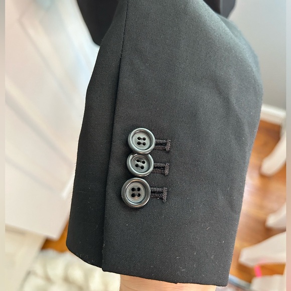 Club Monaco black single breasted blazer 2 buttons Italian tropical wool size 0 - Picture 7 of 16